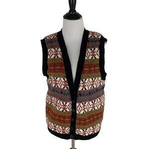 Vintage 1980's Beldoch Popper Women's M Medium Fitted Knit Vest Earthtones